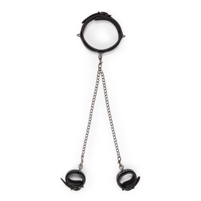 Нашийник з поножами EasyToys Leather Collar With Anklecuff чорний Нашийник з поножами EasyToys Leather Collar With Anklecuff чорний