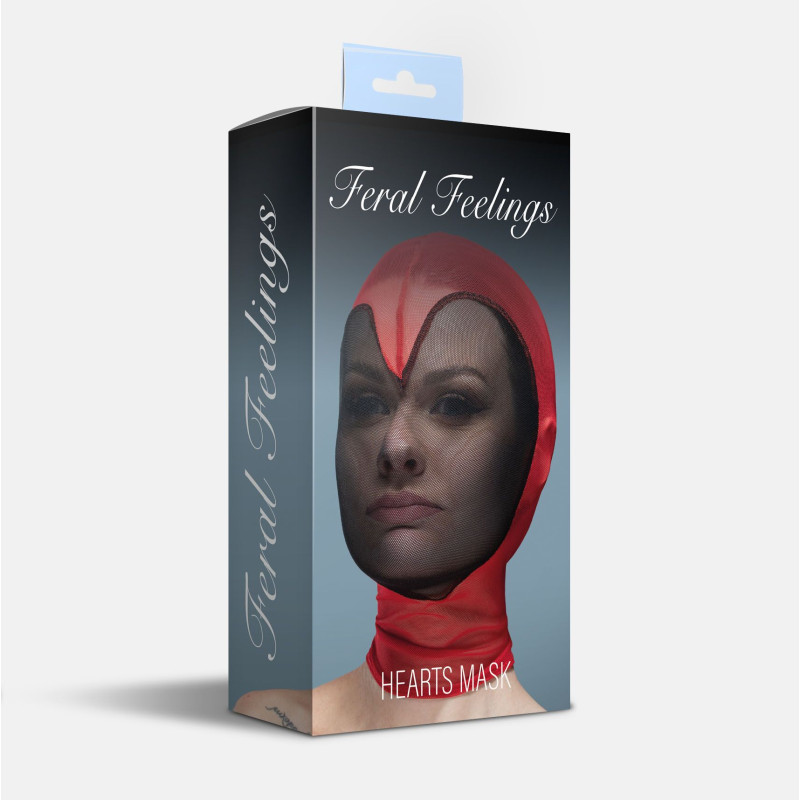 Маска серце сітка із повністю закритим обличчям Feral Feelings - Hearts Mask Red/Black Маска серце сітка із повністю закритим обличчям Feral Feelings - Hearts Mask Red/Black