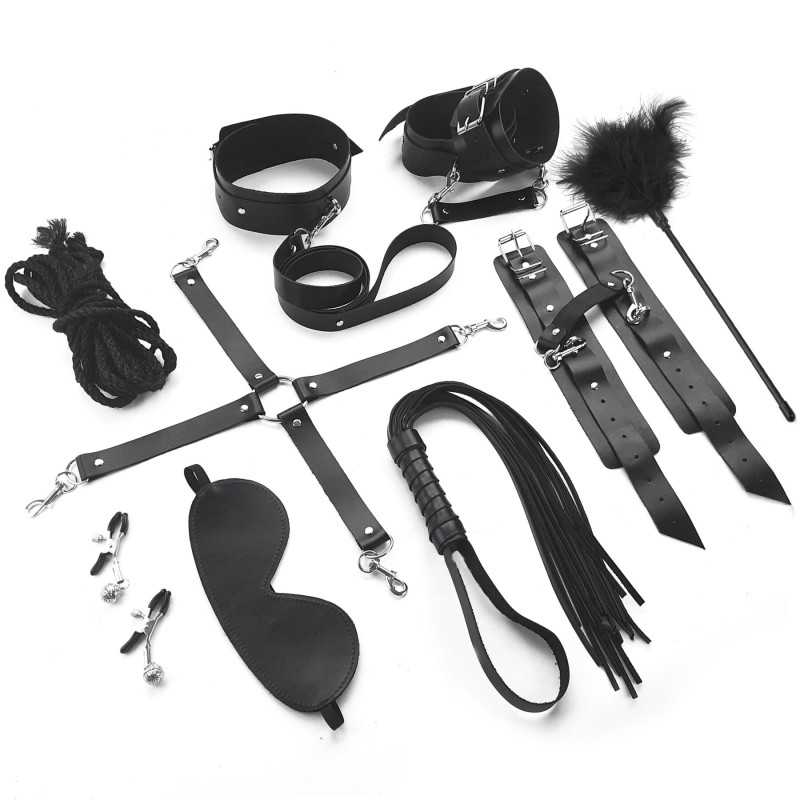 Набор BDSM Art of Sex – Set Leather, 10 предметов, черный, натуральная кожа Набор BDSM Art of Sex – Set Leather, 10 предметов, черный, натуральная кожа