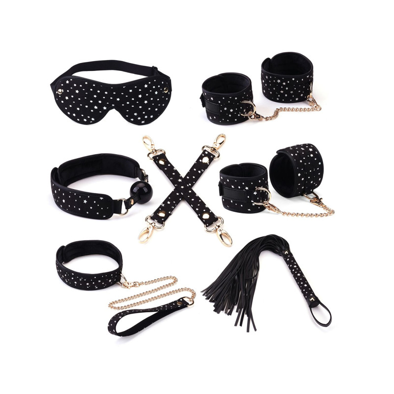 Набор Liebe Seele Stary Nights 7pcs Bondage Kit, фиксаторы, ошейник с поводком, кляп, флоггер, маска Набор Liebe Seele Stary Nights 7pcs Bondage Kit, фиксаторы, ошейник с поводком, кляп, флоггер, маска