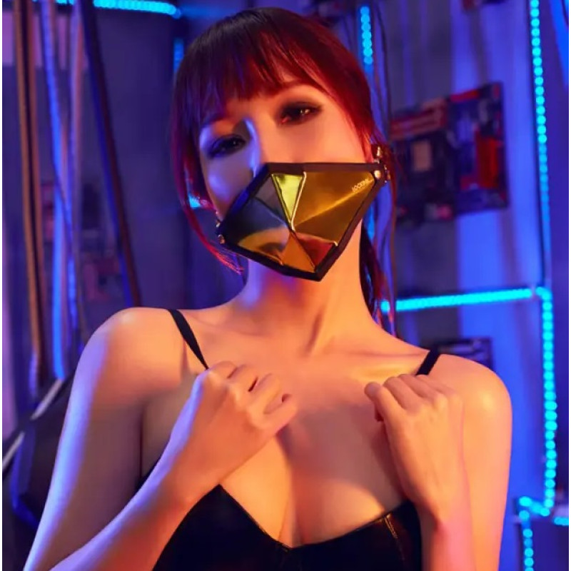 Маска кляп кіберпанк золотиста Lockink