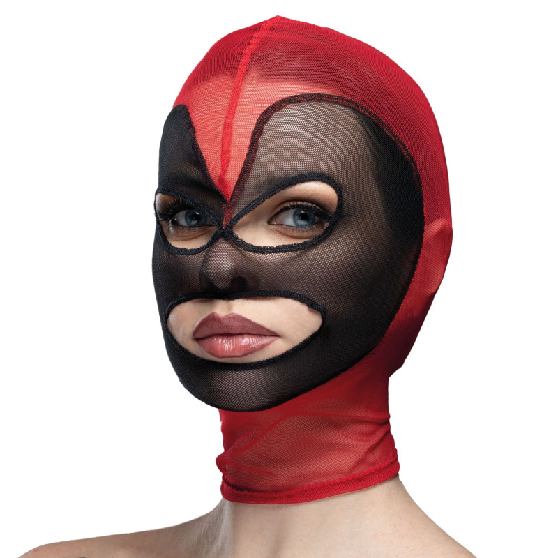 Маска серце сітка з відкритим ротом та очима Feral Feelings - Hearts Mask Red/Black Маска серце сітка з відкритим ротом та очима Feral Feelings - Hearts Mask Red/Black