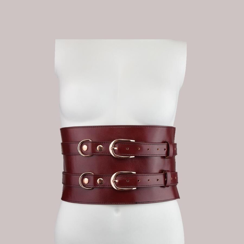 Шкіряний пояс для бондажу Liebe Seele Wine Red Waist Cuff, M Size Шкіряний пояс для бондажу Liebe Seele Wine Red Waist Cuff, M Size