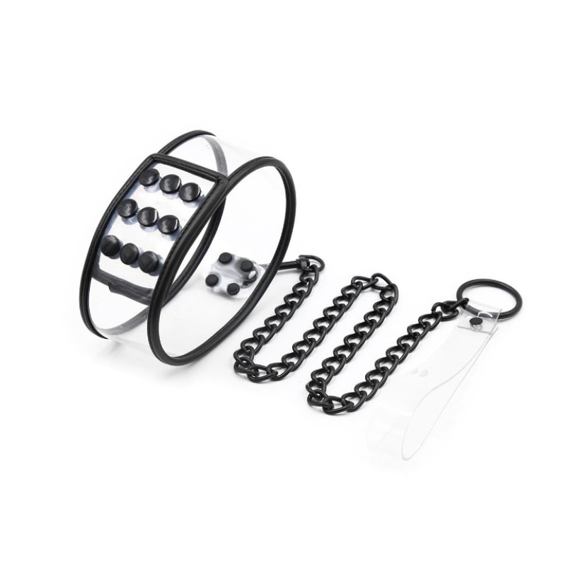 Нашийник з повідцем DS Fetish Collar with leash transparent Нашийник з повідцем DS Fetish Collar with leash transparent