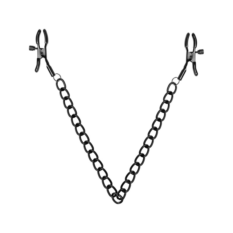 Зажимы для сосков Bedroom Fantasies: Nipple Clamps with Chain, черные Зажимы для сосков Bedroom Fantasies: Nipple Clamps with Chain, черные