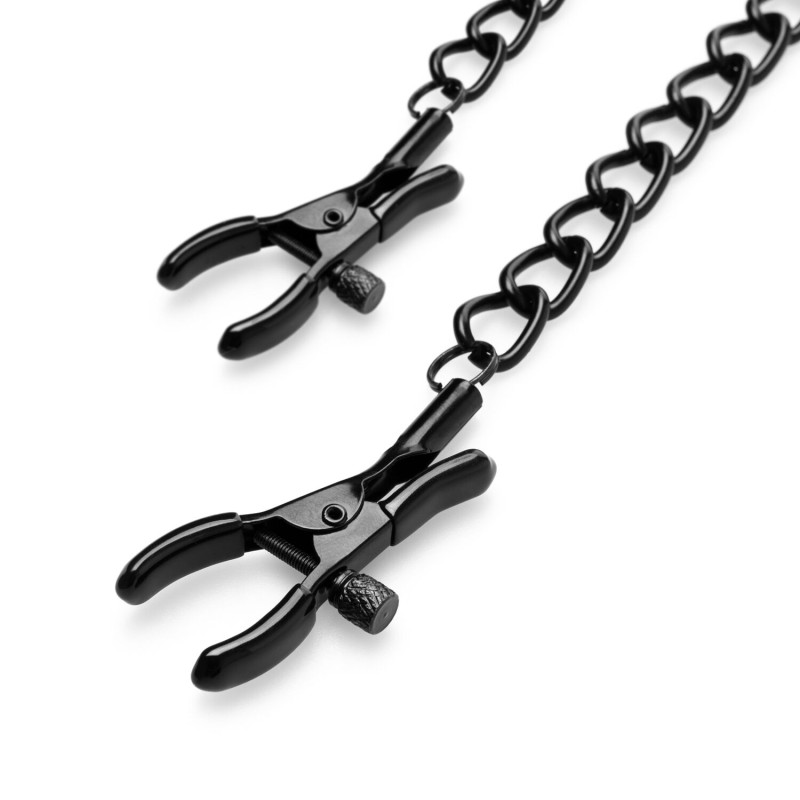 Зажимы для сосков Bedroom Fantasies: Nipple Clamps with Chain, черные Зажимы для сосков Bedroom Fantasies: Nipple Clamps with Chain, черные