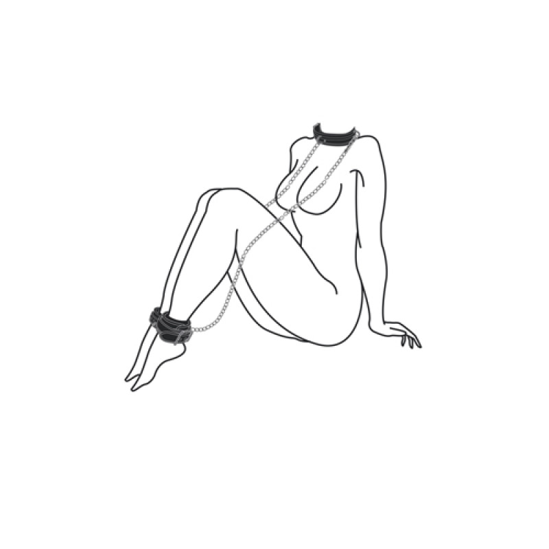 Нашийник з поножами EasyToys Leather Collar With Anklecuff чорний Нашийник з поножами EasyToys Leather Collar With Anklecuff чорний