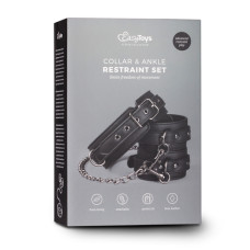 Нашийник з поножами EasyToys Leather Collar With Anklecuff чорний