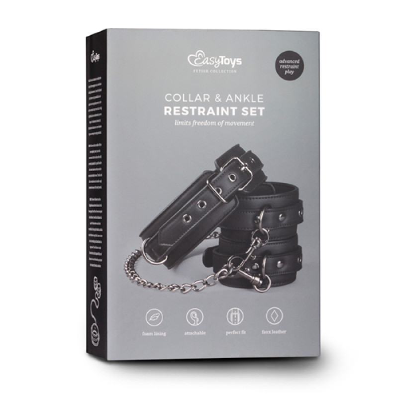 Нашийник з поножами EasyToys Leather Collar With Anklecuff чорний Нашийник з поножами EasyToys Leather Collar With Anklecuff чорний