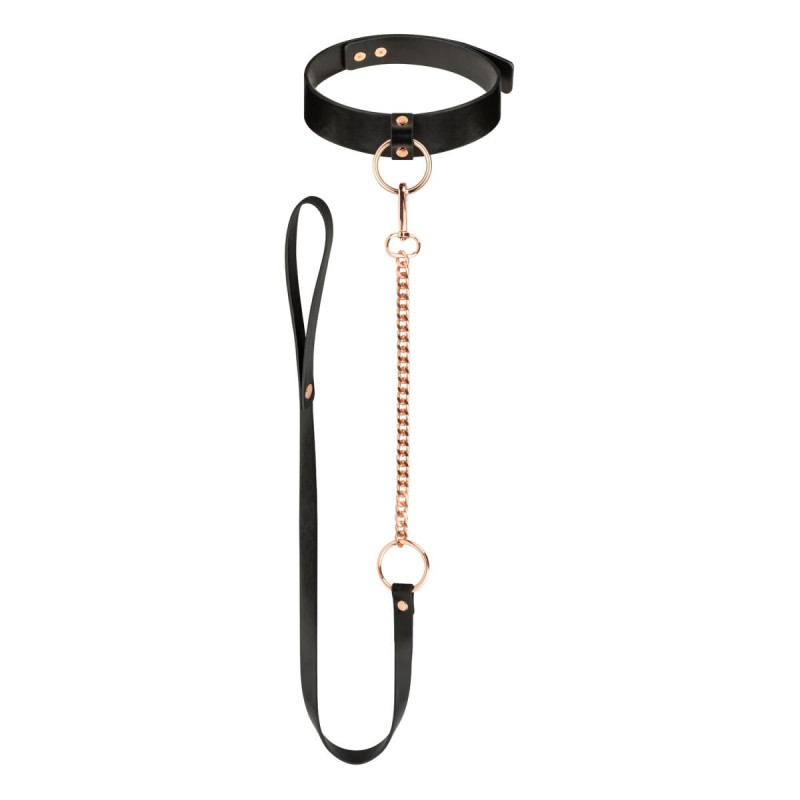 Ошейник с поводком Rosy Gold - Collar with Leash - Black Ошейник с поводком Rosy Gold - Collar with Leash - Black