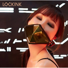 Маска кляп киберпанк золотистая Lockink