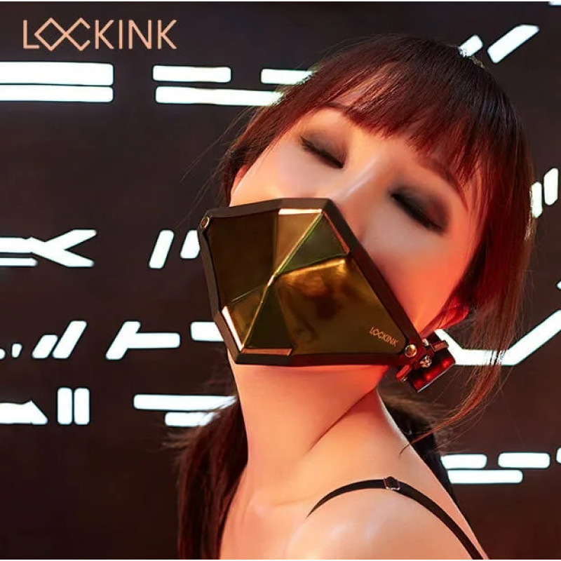 Маска кляп кіберпанк золотиста Lockink Маска кляп кіберпанк золотиста Lockink