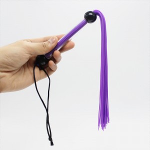 Батіг DS Fetish FLOGGER прозора ручка 2 кульки, фіолетовий, 39 см