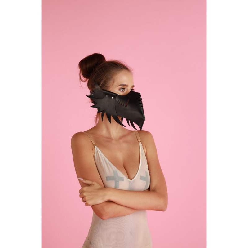 Маска ворон DS Fetish Muzzle 1 шкіра, ручної роботи, чорна Маска ворон DS Fetish Muzzle 1 шкіра, ручної роботи, чорна
