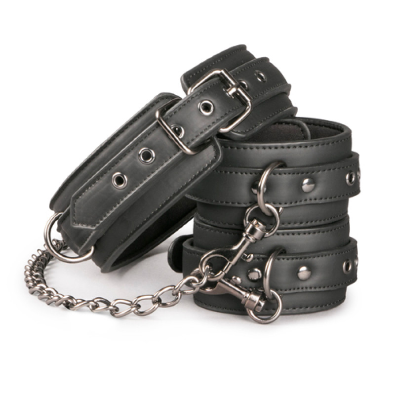 Нашийник з поножами EasyToys Leather Collar With Anklecuff чорний Нашийник з поножами EasyToys Leather Collar With Anklecuff чорний