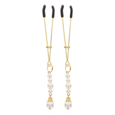 Зажимы на соски с бусинами Taboom Tweezers With Pearls золотистые