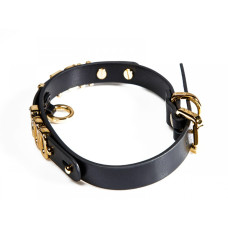 Чокер UPKO с надписью BABY из итальянской кожи, черный с золотой фурнитурой