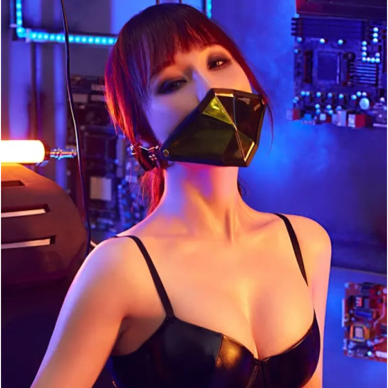 Маска кляп кіберпанк золотиста Lockink