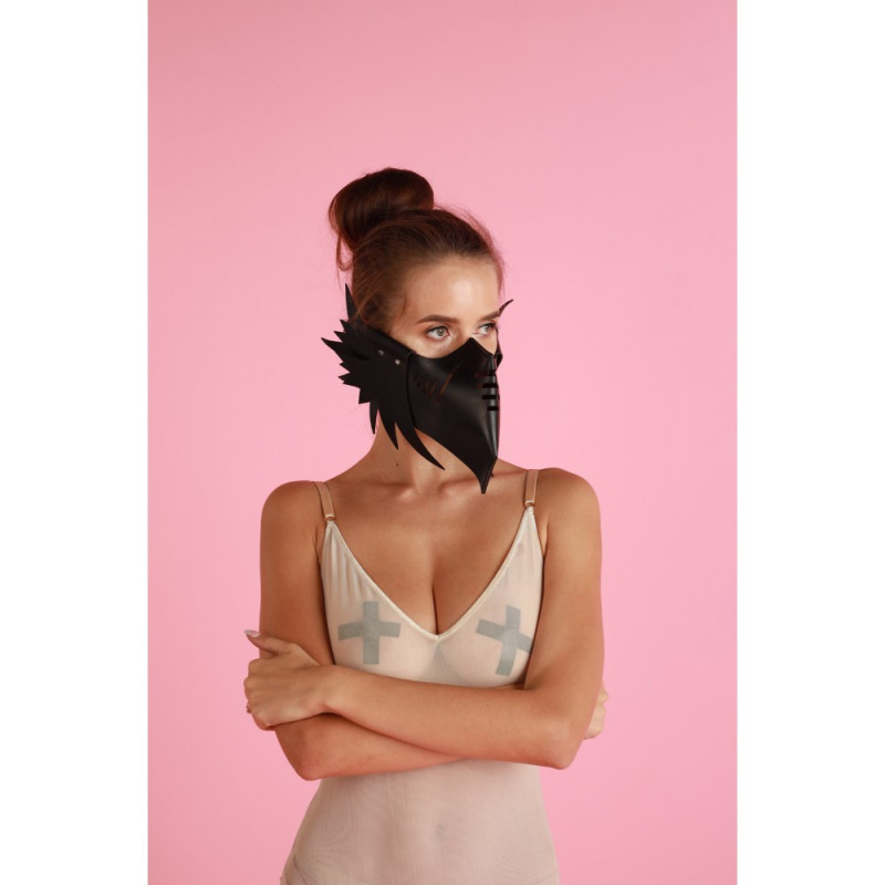 Маска ворон DS Fetish Muzzle 1 шкіра, ручної роботи, чорна Маска ворон DS Fetish Muzzle 1 шкіра, ручної роботи, чорна