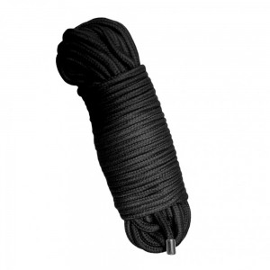 Мотузка для зв'язування DS Fetish 20 метрів, наконечники метал, чорна