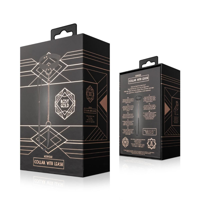 Ошейник с поводком Rosy Gold - Collar with Leash - Black Ошейник с поводком Rosy Gold - Collar with Leash - Black