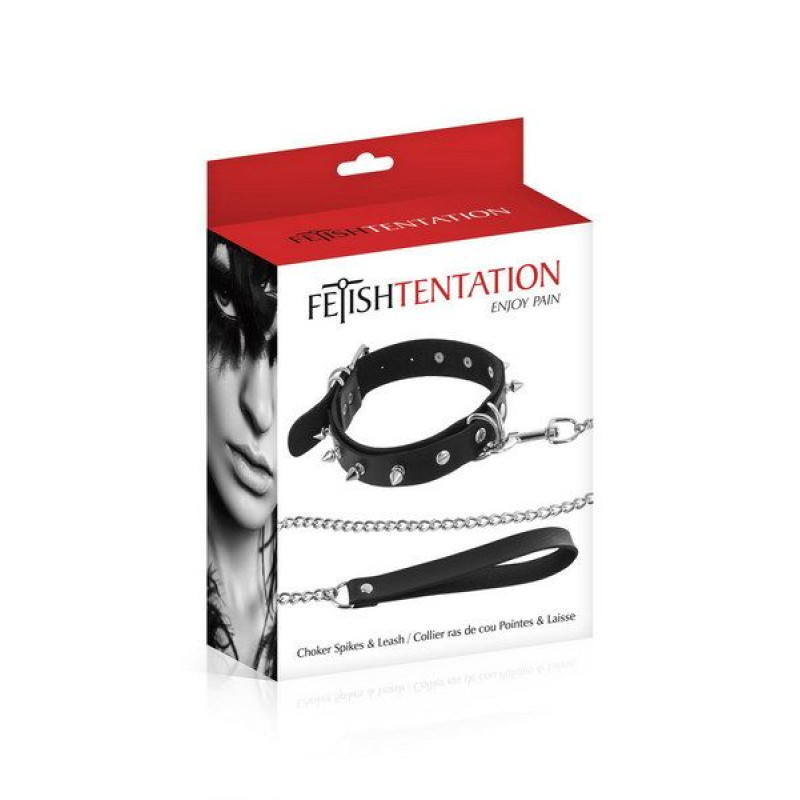 Чокер с поводком Fetish Tentation Spikes and Leash Чокер с поводком Fetish Tentation Spikes and Leash