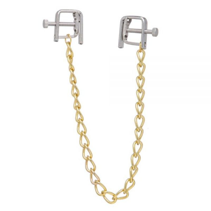 Зажимы на соски Lucky Bay Nipple play квадратные Gold Cnain Зажимы на соски Lucky Bay Nipple play квадратные Gold Cnain