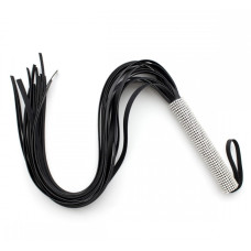 Флогер со стразами DS Fetish Flogger diamond L black, 70 см