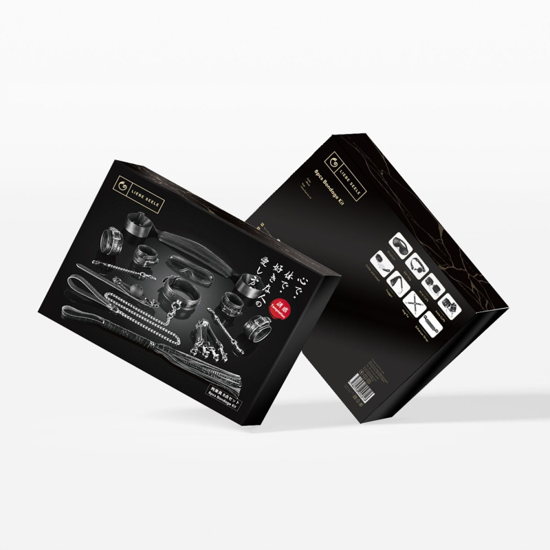 Набір Liebe Seele Temptation Bondage 8pcs Kit, фіксатори, нашийник з повідцем, кляп, флогер, маска Набір Liebe Seele Temptation Bondage 8pcs Kit, фіксатори, нашийник з повідцем, кляп, флогер, маска