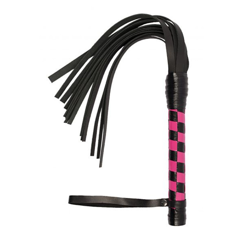 Плетка sLash VIP Leather Flogger Черная/Розовая Плетка sLash VIP Leather Flogger Черная/Розовая