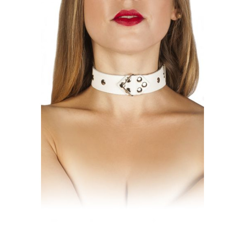Нашийник sLash Leather Restraints Collar Білий Нашийник sLash Leather Restraints Collar Білий