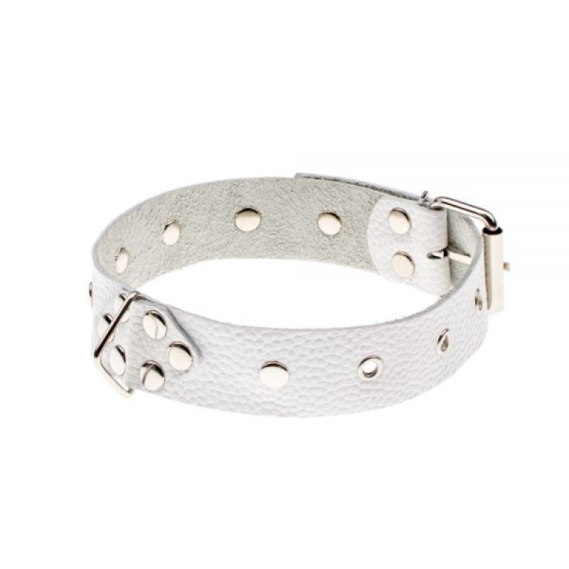 Нашийник sLash Leather Restraints Collar Білий Нашийник sLash Leather Restraints Collar Білий