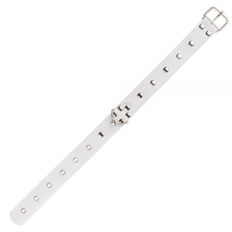 Нашийник sLash Leather Restraints Collar Білий Нашийник sLash Leather Restraints Collar Білий