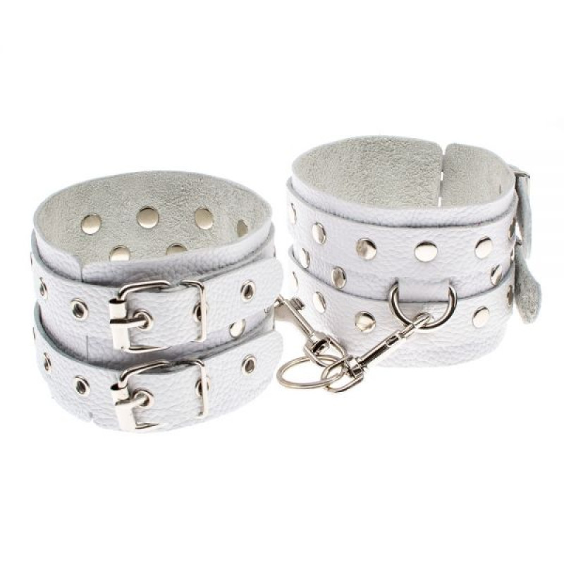 Окови sLash Leather Double Fix Leg Cuffs Білі Окови sLash Leather Double Fix Leg Cuffs Білі