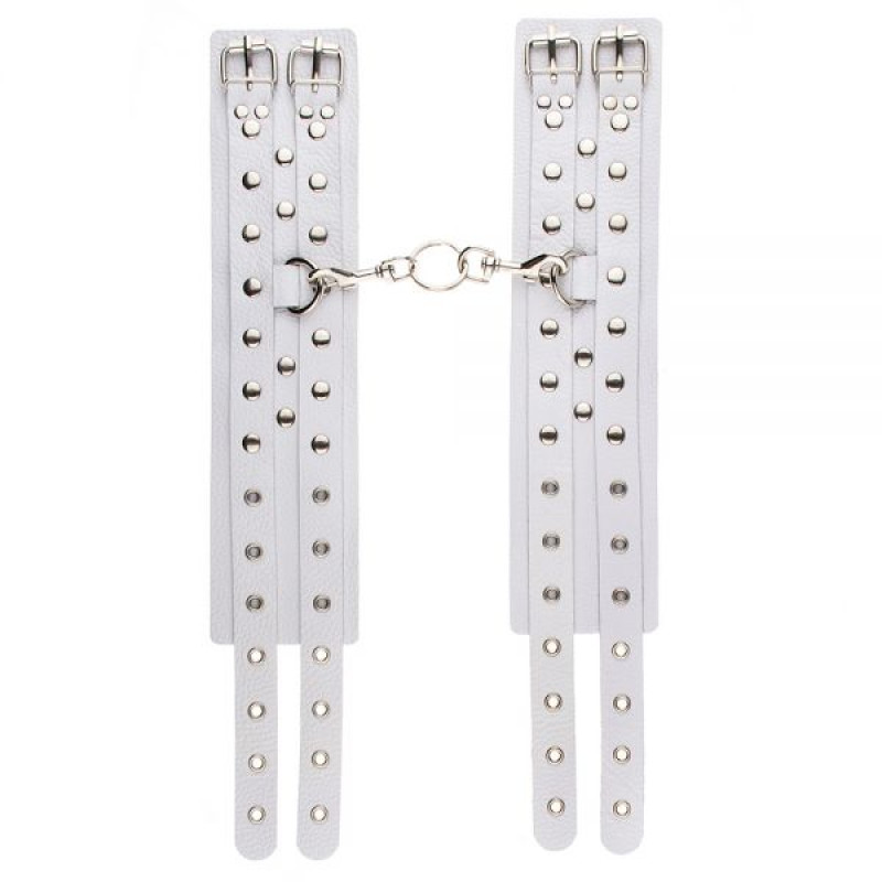Окови sLash Leather Double Fix Leg Cuffs Білі Окови sLash Leather Double Fix Leg Cuffs Білі