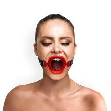 Кляп-расширитель силиконовое кольцо Art of Sex – Gag ring, красный, натуральная кожа