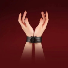 Набір наручники та поножі з хрестовиною Lockink, натуральна шкіра та метал, чорний