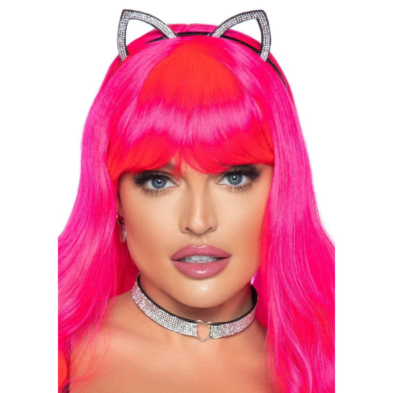 Набор кошечки Leg Avenue Cat ear headband and choker, чокер и ушки, украшенный стразами Набор кошечки Leg Avenue Cat ear headband and choker, чокер и ушки, украшенный стразами