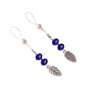 Сексуальные украшения для сосков с листиком Art of Sex Nipple Jewelry Leaf, Синие