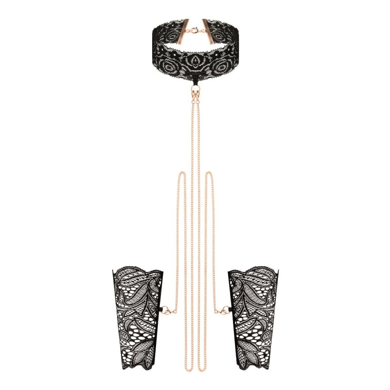 Кружевные наручники и воротник Rosy Gold - Lace Cuffs and Collar - Black Кружевные наручники и воротник Rosy Gold - Lace Cuffs and Collar - Black