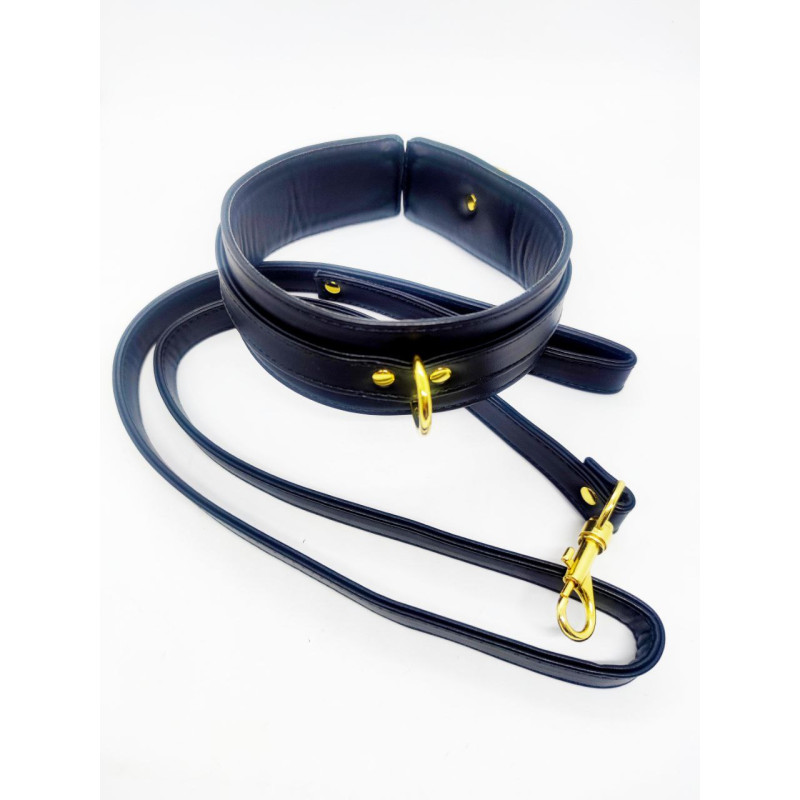 Ошейник с поводком DS Fetish, экокожа, черный Ошейник с поводком DS Fetish, экокожа, черный