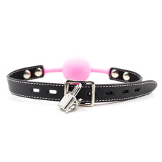 Кляп DS Fetish Silicone ball gag with lock силиконовый с замком Розовый