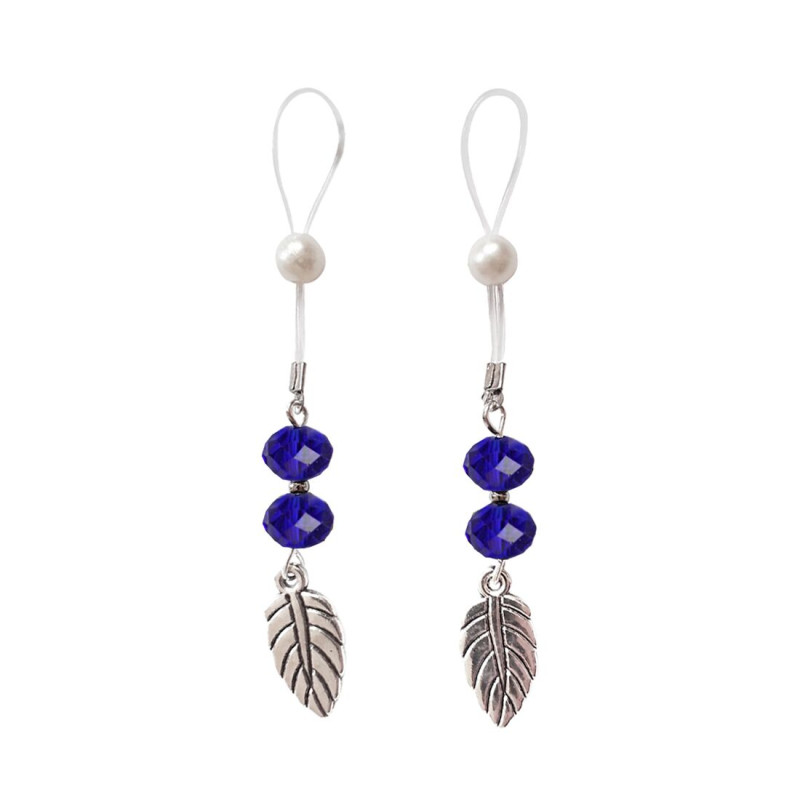 Сексуальные украшения для сосков с листиком Art of Sex Nipple Jewelry Leaf, Синие Сексуальные украшения для сосков с листиком Art of Sex Nipple Jewelry Leaf, Синие