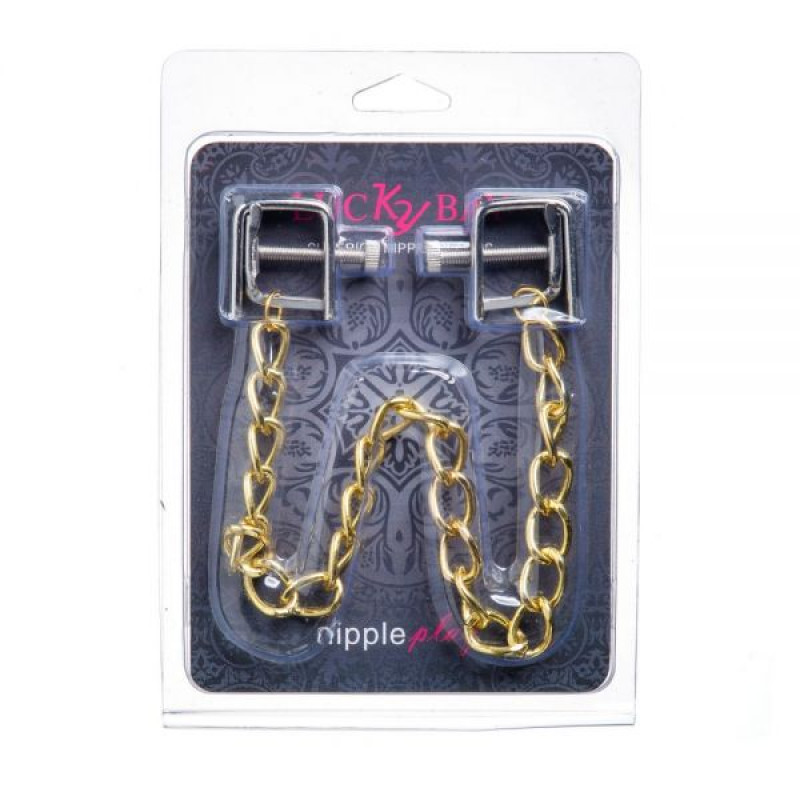 Зажимы на соски Lucky Bay Nipple play квадратные Gold Cnain Зажимы на соски Lucky Bay Nipple play квадратные Gold Cnain
