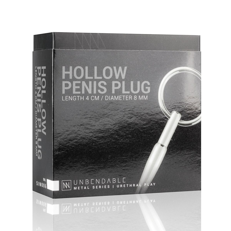 Полый уретральный стимулятор Sinner Gear Unbendable - Hollow Penis Plug, длина 4см, диаметр 8мм