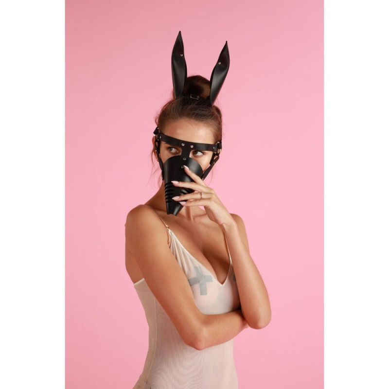 Маска DS Fetish Doberman зі шкіри, ручна робота, чорна Маска DS Fetish Doberman зі шкіри, ручна робота, чорна