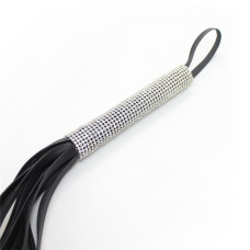 Флогер со стразами DS Fetish Flogger diamond L black, 70 см