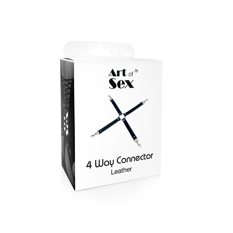 Хрестовина з натуральної шкіри Art of Sex – 4 Way Connector, чорний Хрестовина з натуральної шкіри Art of Sex – 4 Way Connector, чорний