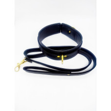 Нашийник з повідцем DS Fetish, екошкіра, чорний