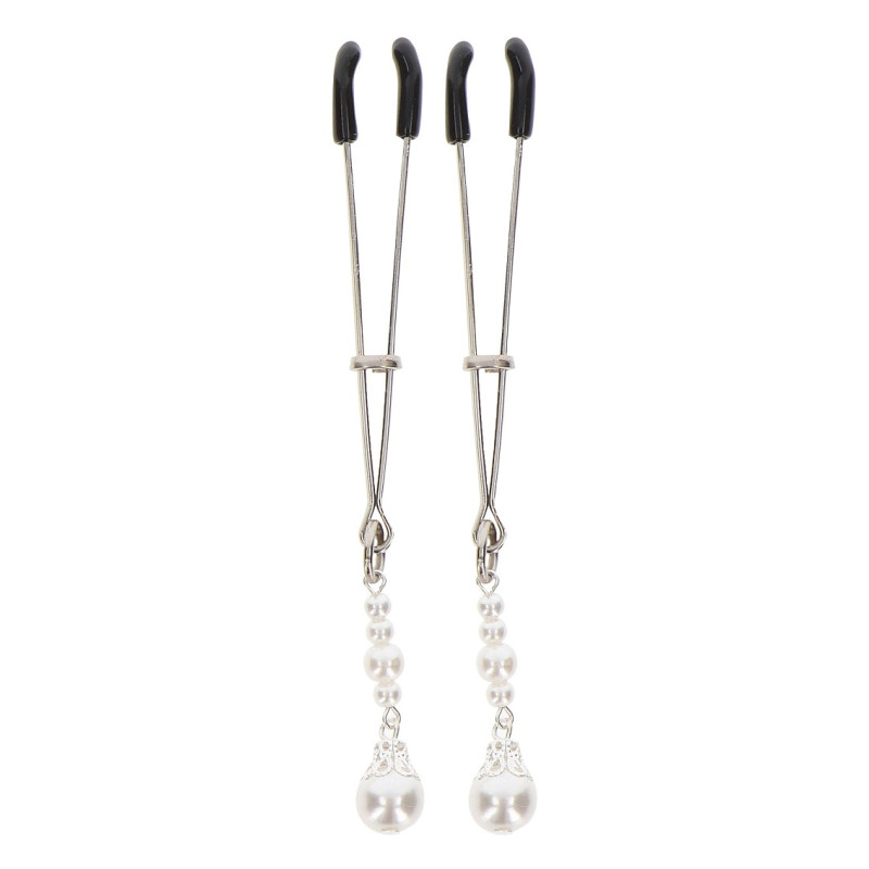 Зажимы на соски с бусинами Taboom Tweezers With Pearls серебряные Зажимы на соски с бусинами Taboom Tweezers With Pearls серебряные